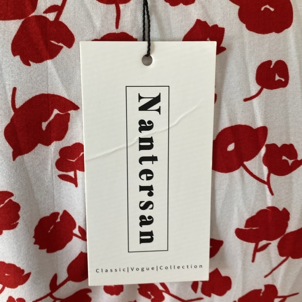 Floral Wrap Dress in Red and White Large NWT - Picture 11 of 14